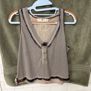 NATURAL LIFE Striped Button Tank Top